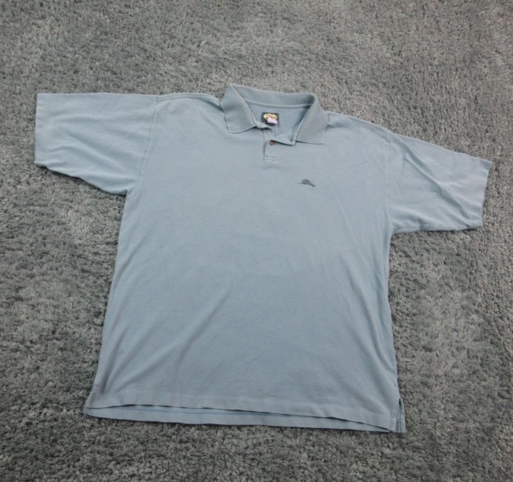 Tommy Bahama Polo Shirt Mens Extra Large Blue Cotton Embroidered Marlin Casual